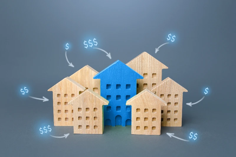 Wooden small model homes next to each other